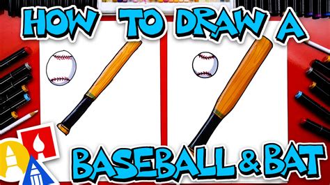 How To Draw Baseball And Bat Art For Kids Hub