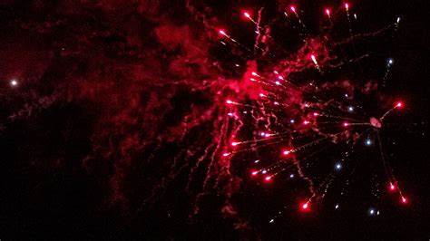 Download Wallpaper 1920x1080 Fireworks Sparks Smoke Red Dark Night