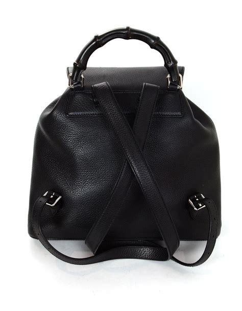 Star print faux leather backpack. Gucci Black Leather Medium Bamboo Backpack Bag W/ Tassel ...