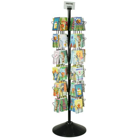 displays2go spinning greeting card floor rack with 72 5x7 pockets 70 tall rotating wire