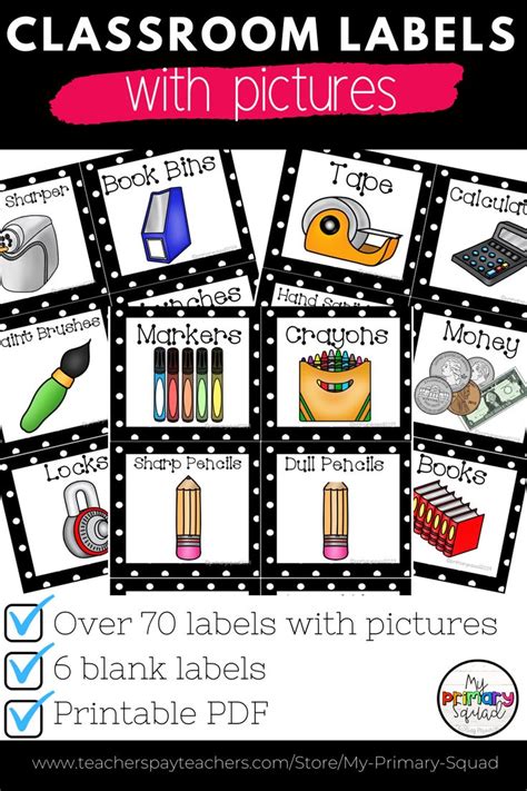 Classroom Labels With Pictures Printable Elementary Classroom