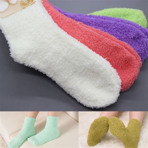 Thick Fluffy Solid Color Ankle Women Soft Fuzzy Socks In Socks From