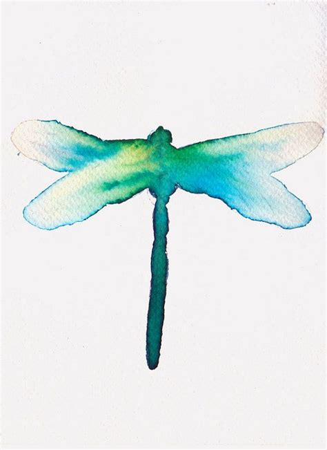 Pale Green And Azure Blue Dragonfly Original Watercolour By Amoma £20