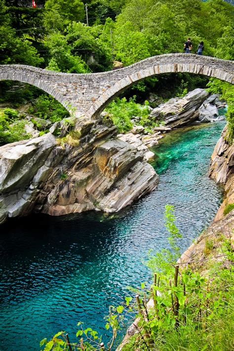 Bridge In Lavertezzo In The Verzasca Valley Ticino Switzerland
