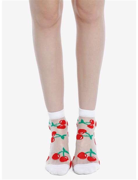Cherry Sheer Ankle Socks Hot Topic