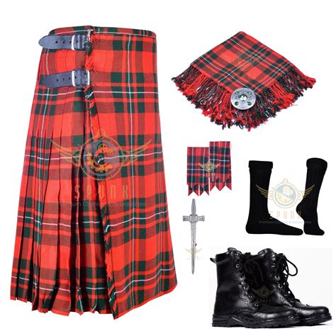 Mens Scottish 8 Yard Kilt Traditional 8 Yard Macgregor Tartan Kilt And Accessories