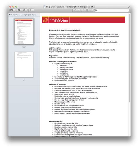 Diagnose problems by asking accurate, concise questions in a professional and timely manner. Help Desk-Example Job Description.doc.png (949×1010) | Help desk, Job description, Cloud computing