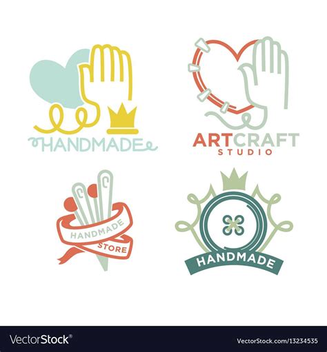 Art And Handmade Craft Logo Templates Flat Set Vector Image Craft