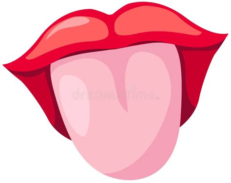 Cartoon Open Mouth Lips With Tongue Side Isolated On White Background