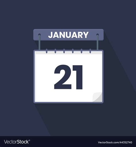 21st January Calendar Icon January 21 Calendar Vector Image