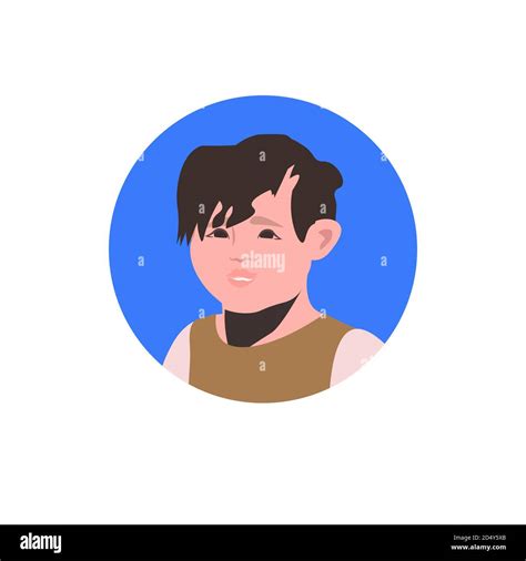 Boy Face Avatar Little Child Male Cartoon Character Portrait Vector
