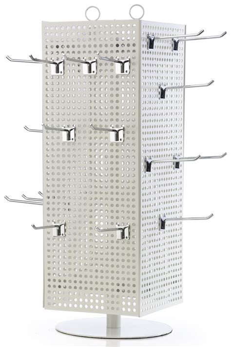 Counter Pegboard Display With Chrome Hooks Spinning