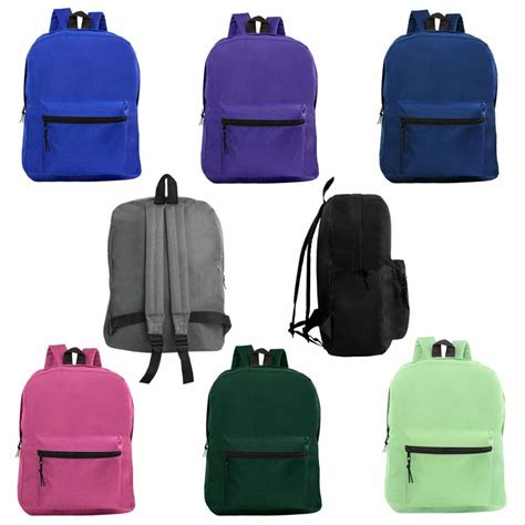 Wholesale 15 Kids Basic Backpack In 8 Assorted Colors Bulk Case Of