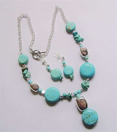 Beautiful Blue Turquoise Necklace And Earring Set On Luulla