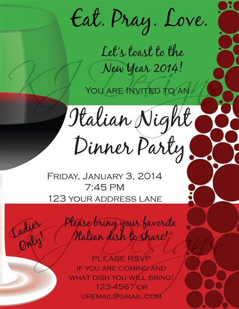 Easy italian dinner party menu ideas featuring michael; Italian Dinner Party Invitation Template | Don Huppe ...