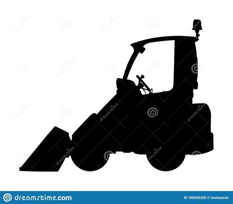 Big Bulldozer Loader Vector Silhouette Isolated On White Background