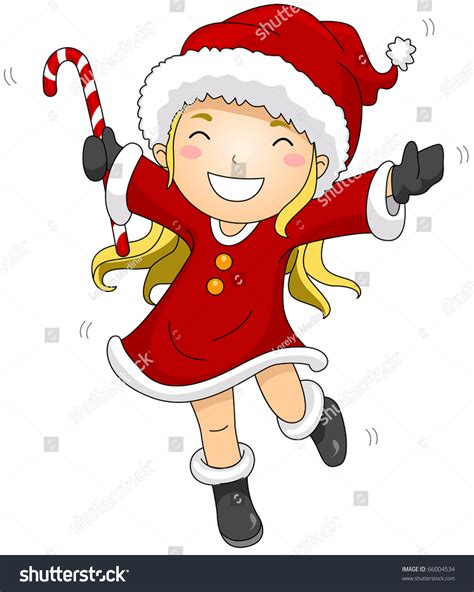 illustration girl dressed santa claus costume stock vector royalty free 66004534