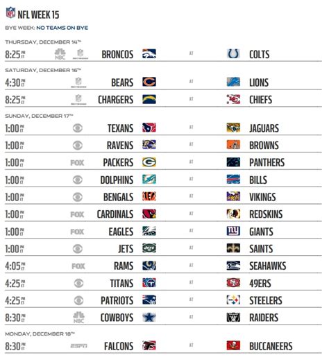 Nfl Week 17 Printable Schedule Customize And Print