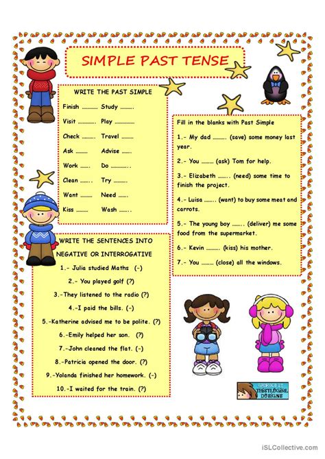 Worksheets Simple Past Tense Regular Verbs Positive And Negative