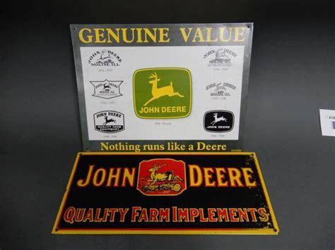 Lot Of 2 John Deere Signs John Deere Farm Implements 4 Legged Deer Ssp