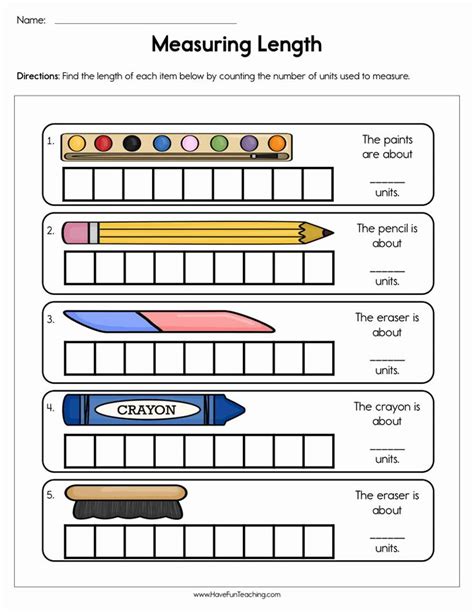 Measurement Worksheet Preschool Measurement Worksheets Measuring Length Teaching Measurement