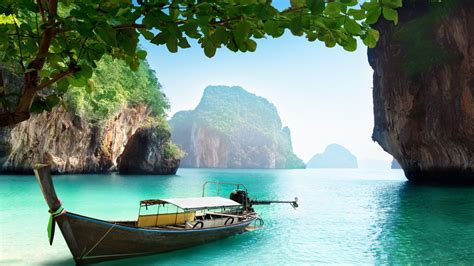 Thailand Thai Sea Water Island Boat Ship Trees