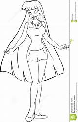 Coloring Girl Teenage Shorts Tanktop Vector Illustration Royalty Clip sketch template