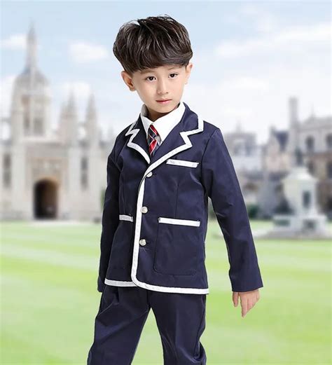 Enfants Marine Bleu Rouge Étudiant Coréen Japonais Uniformes Scolaires Pour Garçons Filles