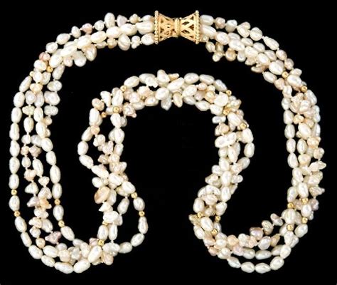 Busacca Gallery Antique Baroque Pearls And Gold Torsade Necklace