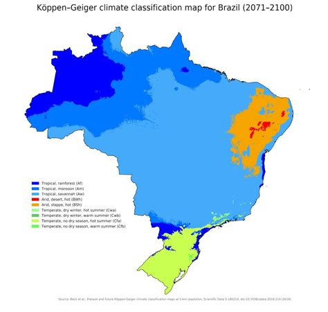 Köppengeiger Climate Map Of Brazil 2071 2100 Map Brazil Map Biomes