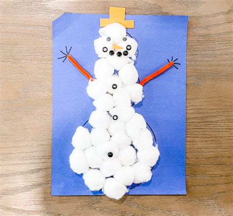 Preschool Cotton Ball Snowman Craft A Fun Winter Craft Teaching Littles