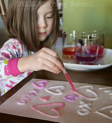Still Playing School Salt And Glue Watercolor Hearts Play Based