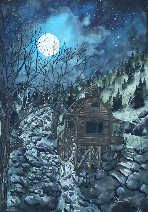 Artist Store Old Mill Under The Moon Light Print For Sale Etsy Link