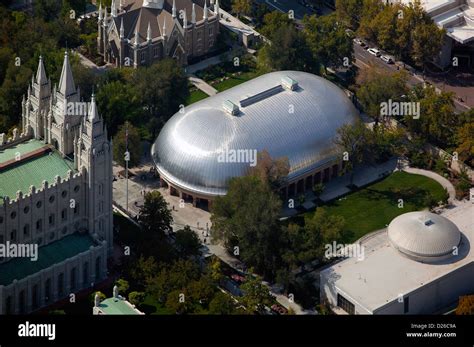 Aerial Photograph Mormon Tabernacle Salt Lake City Utah Stock Photo