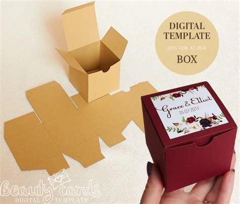 Gift Box Template DIY SVG Square Box Wedding Favor Box Party Favor