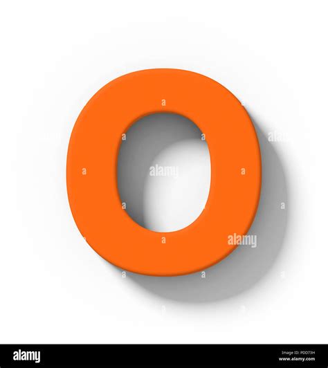Letra O 3d Orange Aislado En Blanco Con Sombra Proyección Ortogonal