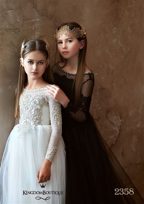 22 2358 Flower Girl Dress Lace Lace Flowers Girls Party Dress