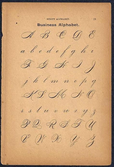 1890s Calligraphy Print Page Capital Letters Ornamental Writing Pen