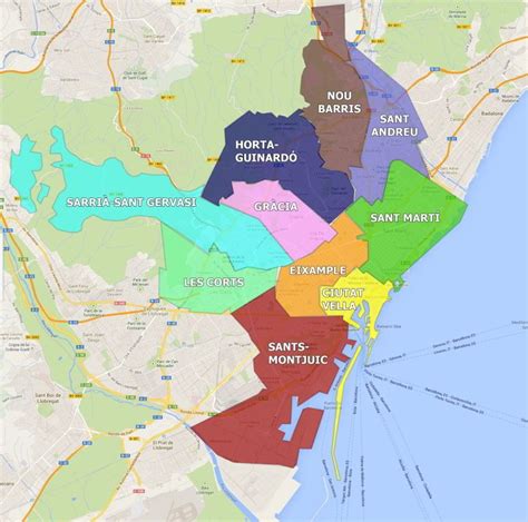 Mapa De Barrios De Barcelona