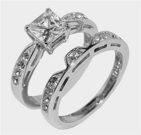 Unique Womens Wedding Ring Sets Rectangle Diamond Model