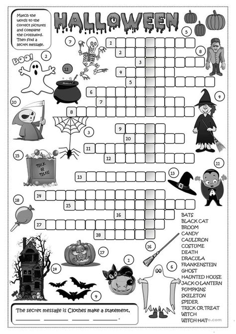 A Crossword Puzzle With Halloween Related Items