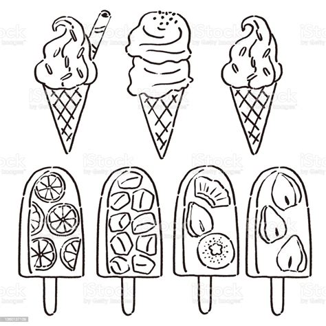 Soft Serve Ice Cream And Fruit Ice Cream Bar Set Stock Illustration