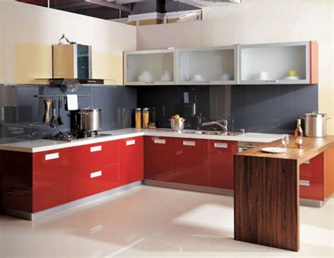 best kitchen interior design ideas with red cabinet color in india