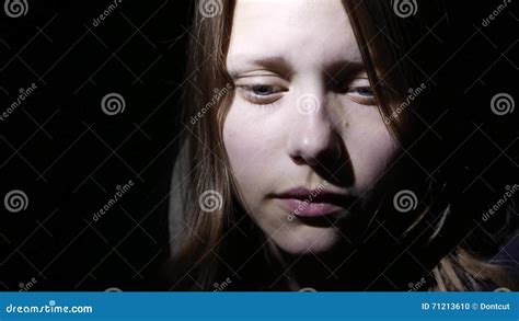 stressed teen girl fear of something and says to do silence 4k uhd stock footage video of