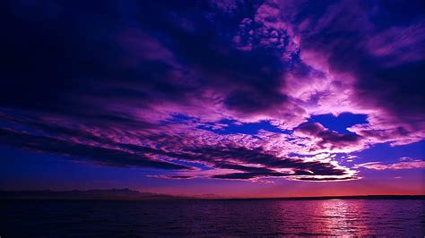 Deep Purple Sunset Sky Sea Sunsets Ocean Hd Wallpaper Peakpx