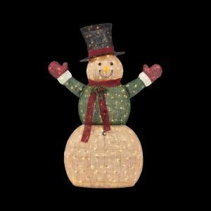 Outdoor christmas decorations & yard decorations. Home Accents Holiday 5 ft. Pre-Lit Burlap Snowman in Coat ...