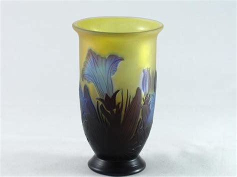 Emile Galle Art Nouveau 3 Colour Cameo Glass Vase Bada