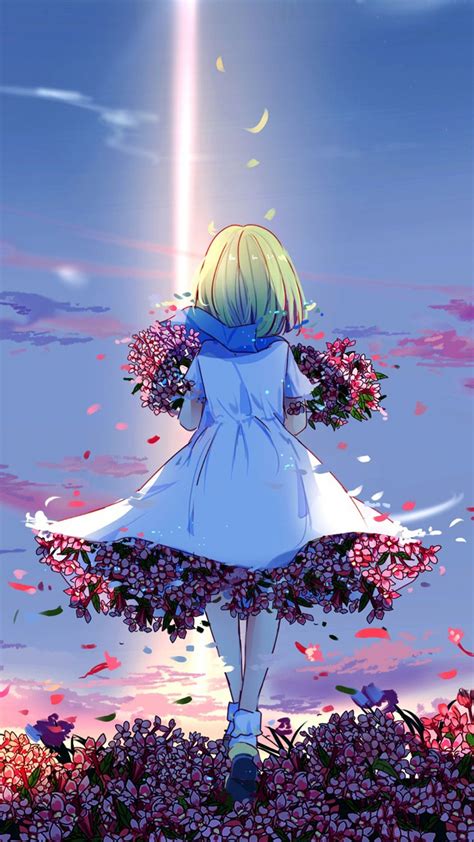 Anime Girl Spring Flowers 4k Ultra Hd Mobile Wallpaper Anime Girl With Flowers 950x1689