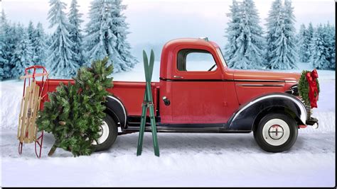 Naturepictures Holiday Pick Up Christmas Paintings Red Truck