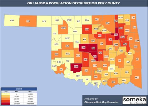 Oklahoma County Map And Population List In Excel